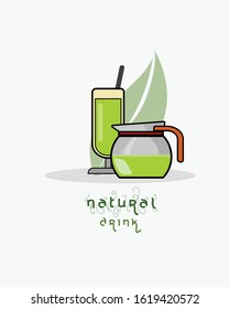 Vector Icon Style Illustration Logo for Vegan or Vegetarian Fruit Drink
