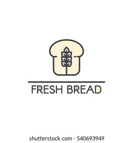 Vector Icon Style Illustration Logo Design for Fresh Bakery Products, Bread or Grocery Shop. Bread Logo with Oat 