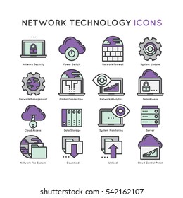 Vector Icon Style Illustration Logo Set of Network Technology 