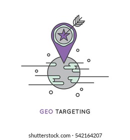 Vector Icon Style Illustration Logo of Target Audience Concept with Location