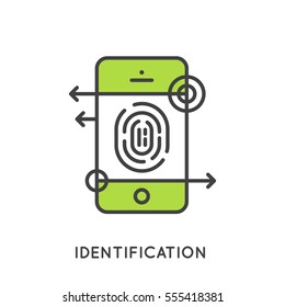 Vector Icon Style Illustration Logo for Fingerprint Touch ID Device Unlock Authorization Security Code