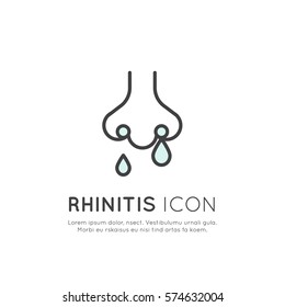 Vector Icon Style Illustration Logo  Rhinitis Disease, Cold, Sore Throat, Flu and Illness, Allergy and Seasonal Unwellness, Simple Isolated Web Symbol