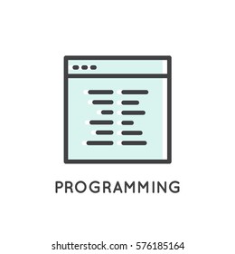 Vector Icon Style Illustration Logo Set  of Web, Mobile and App Development tools and processes, Programming, Coding Process, Isolated Simple Web Symbols