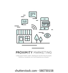 Vector Icon Style Illustration Logo of Proximity Marketing, Public Hotspot Zone Wireless Internet Wi-Fi Free. Sending messages, information and offers to users, Mobile phone notifications