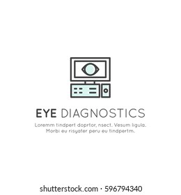 Vector Icon Style Illustration Logo of Eye Surgery, Diagnostic Treatment Professional Lab or Clinic, Isolated Minimalistic Object