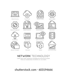 Vector Icon Style Illustration Logo Set of Network Technology, 