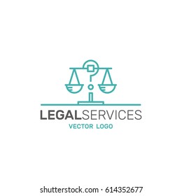 Vector Icon Style Illustration Logo Of Legal Law Services, Investigation, Justice Authority, Isolated Banner