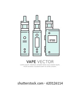 Vector Icon Style Illustration Logo of Vape Device, Smoking, Electronic Cigarette, Isolated Element