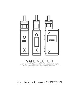 Vector Icon Style Illustration Logo of Vape Device, Smoking, Electronic Cigarette, Isolated Element