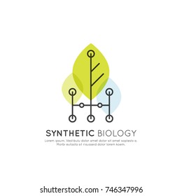 Vector Icon Style Illustration Logo Of  Data, Nano Bio Technologies, Chemistry, Synthetic Biology And Science, Isolated Element For Web And Mobile