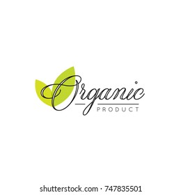 Vector Icon Style Illustration Logo for Organic Vegan Healthy Shop or Store, BIO and ECO Product Sign, Green Plant with Leafs Symbol
