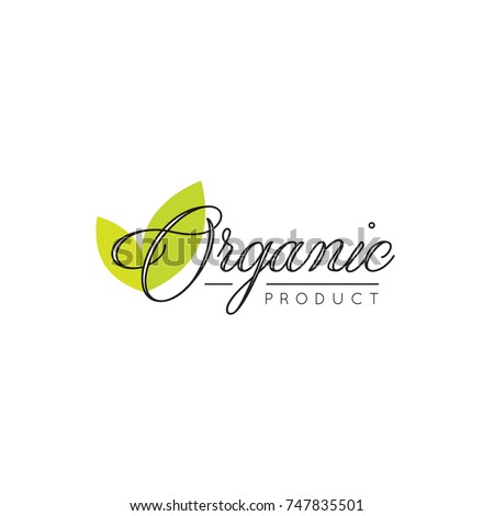 Vector Icon Style Illustration Logo for Organic Vegan Healthy Shop or Store, BIO and ECO Product Sign, Green Plant with Leafs Symbol