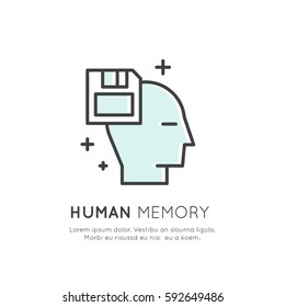 Vector Icon Style Illustration of Memory, Saving, Machine Learning, Artificial Technology Concept, Isolated Simple Template