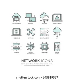 Vector Icon Style Illustration of Network Technology Concept