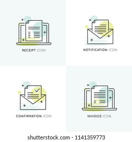 Vector Icon Style Illustration Of Notification, Confirmation Email, Receipt And Invoice, Isolated Elements