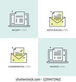 Vector Icon Style Illustration Of Notification, Confirmation Email, Receipt And Invoice, Isolated Elements