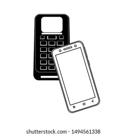 Vector Icon Style Illustration of POS terminal confirms the payment made through mobile phone. Concept icons NFC payments in a flat style. Pay or making a purchase contactless or wireless manner