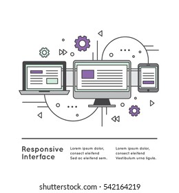 Vector Icon Style Illustration of Responsive User Interface Web Design