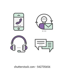 Vector Icon Style Illustration Set of Customer Support Service