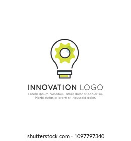 Vector Icon Style Illustration of Think Outside the Box Concept , Imagination, Smart Solution, Creativity and Brainstorm. Minimalistic Outline Lightbulb Oblect