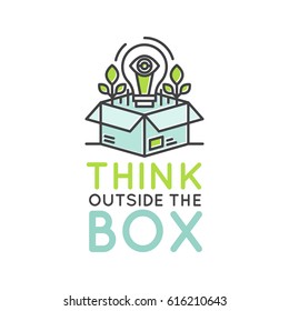 Vector Icon Style Illustration of Think Outside the Box Concept , Imagination, Smart Solution, Creativity and Brainstorm, Isolated Modern Background for Web and Mobile