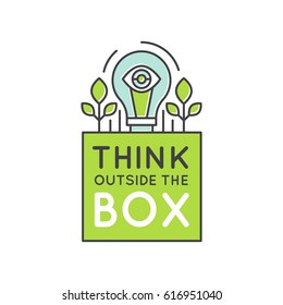 Vector Icon Style Illustration of Think Outside the Box Concept , Imagination, Smart Solution, Creativity and Brainstorm, Isolated Modern Background for Web and Mobile