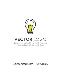 Vector Icon Style Illustration of Think Outside the Box Concept , Imagination, Smart Solution, Creativity and Brainstorm. Minimalistic Outline Lightbulb Oblect
