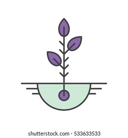 Vector Icon Style Illustration Tree Growing From Seed With Three Leafs, Start Up, New Idea, Growth