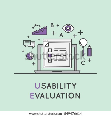 Vector Icon Style Illustration of Usability Testing Evaluation Process