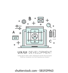 Vector Icon Style Illustration Of UX UI User Interface And User Experience Process
