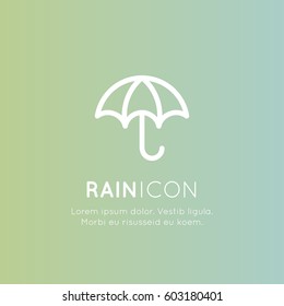 Vector Icon Style Illustration of Weather Forecast Mobile and Web Application Button Symbol, Isolated Minimalistic Object, Umbrella Rain, Thunderstorm, Thunder, Gradient Neon Background
