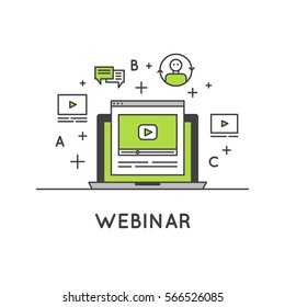 Vector Icon Style Illustration Of Webinar And Presentation Video Live Stream