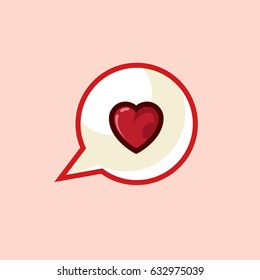 Vector icon in style line work of heart message on light pink background. Greeting card Valentine Day.