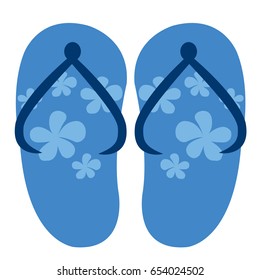 Vector icon in style linework blue slates isolated on white background. Vietnamese slates shoes for beach