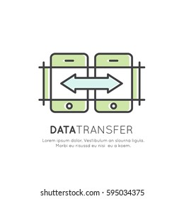 Vector Icon Style Logo Sign of Data Transfer, Synchronization Process, Device Connection, Cloud Hosting, Content Exchange, Isolated Element for Web and Mobile