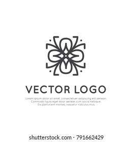 Conjunto de signos del logotipo del icono vector de medicina alternativa. IV Vitamina Therapy, Anti-Envejecimiento, Wellness, Ayurveda, Medicina China, Centro Holístico Patrón Mandala