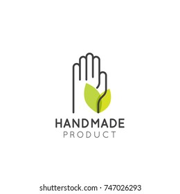 Vector icon style set of emblems, badges for handcrafted goods and products for  designers selling unique, handmade goods - tags for packaging and labels