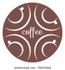 Vector icon of stylized cups and word «coffee». 