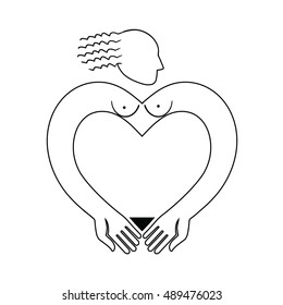 vector icon with a stylized image of a naked woman