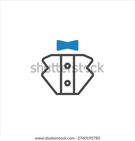 Vector icon of a suit jacket with a bow tie. Symbol of elegance, formal wear, and special occasions. Clean, modern design.