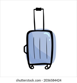 Vector icon of a suitcase in the doodle style, on the theme of travel. World Tourism Day