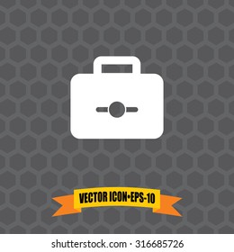 Vector Icon of Suitcase on Dark Gray Background. Eps.10.