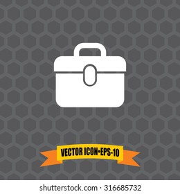 Vector Icon of Suitcase on Dark Gray Background. Eps.10.