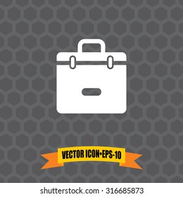 Vector Icon of Suitcase on Dark Gray Background. Eps.10.