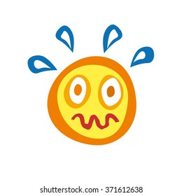 Vector icon summer, sun feels warm and sweat drops