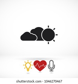Vector icon sun and cloud 10 EPS