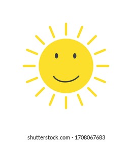 Icono vector del sol. Emoticonos de la sonrisa solar.