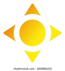 Icono vector del sol aislado en un fondo blanco.