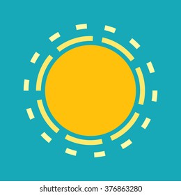 Vector icon. Sun icon on a blue background, Round vector shape. Abstract vector banners. Design element for logo/ logotype, poster, card, advertisement and business, Kids