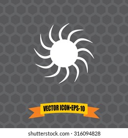 Vector Icon of Sun on Dark Gray Background. Eps.10.
